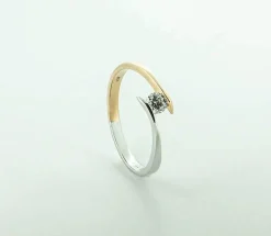 ANILLO BICOLOR ORO 18 KILATES CON DIAMANTE