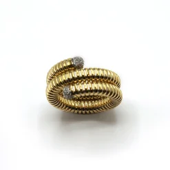 ANILLO ORO 18 KILATES BICOLOR CON DIAMANTES