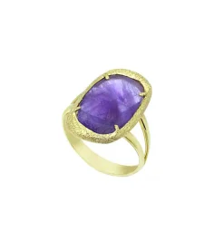 ANILLO ORO 18 KILATES CON AMATISTA