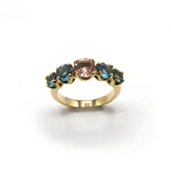 ANILLO ORO 18 KILATES CON CUARZOS HIDROTERMALES