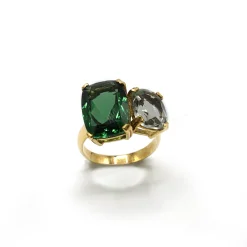 ANILLO ORO 18 KILATES CON CUARZOS HIDROTERMALES