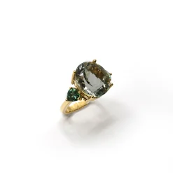 ANILLO ORO 18 KILATES CON CUARZOS HIDROTERMALES