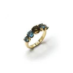 ANILLO ORO 18 KILATES CON CUARZOS HIDROTERMALES