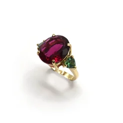 ANILLO ORO 18 KILATES CON CUARZOS HIDROTERMALES