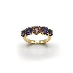 ANILLO ORO 18 KILATES CON CUARZOS HIDROTERMALES