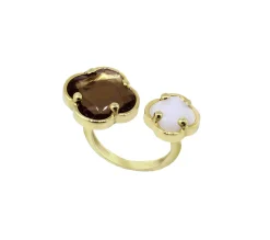 ANILLO ORO 18 KILATES CON CUARZOS