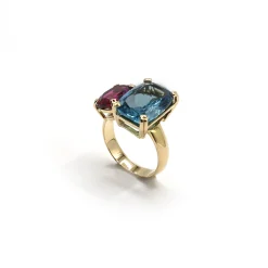ANILLO ORO 18 KILATES CON CUARZOS HIDROTERMALES
