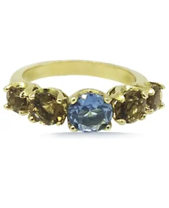 ANILLO ORO 18 KILATES CON CUARZOS HIDROTERMALES