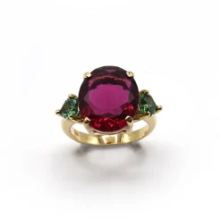 ANILLO ORO 18 KILATES CON CUARZOS HIDROTERMALES