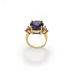 ANILLO ORO 18 KILATES CON CUARZOS HIDROTERMALES