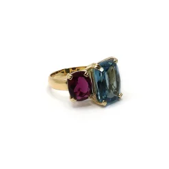 ANILLO ORO 18 KILATES CON CUARZOS HIDROTERMALES