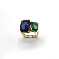 ANILLO ORO 18 KILATES CON CUARZOS HIDROTERMALES