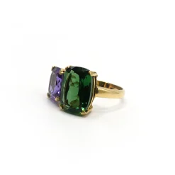 ANILLO ORO 18 KILATES CON CUARZOS HIDROTERMALES