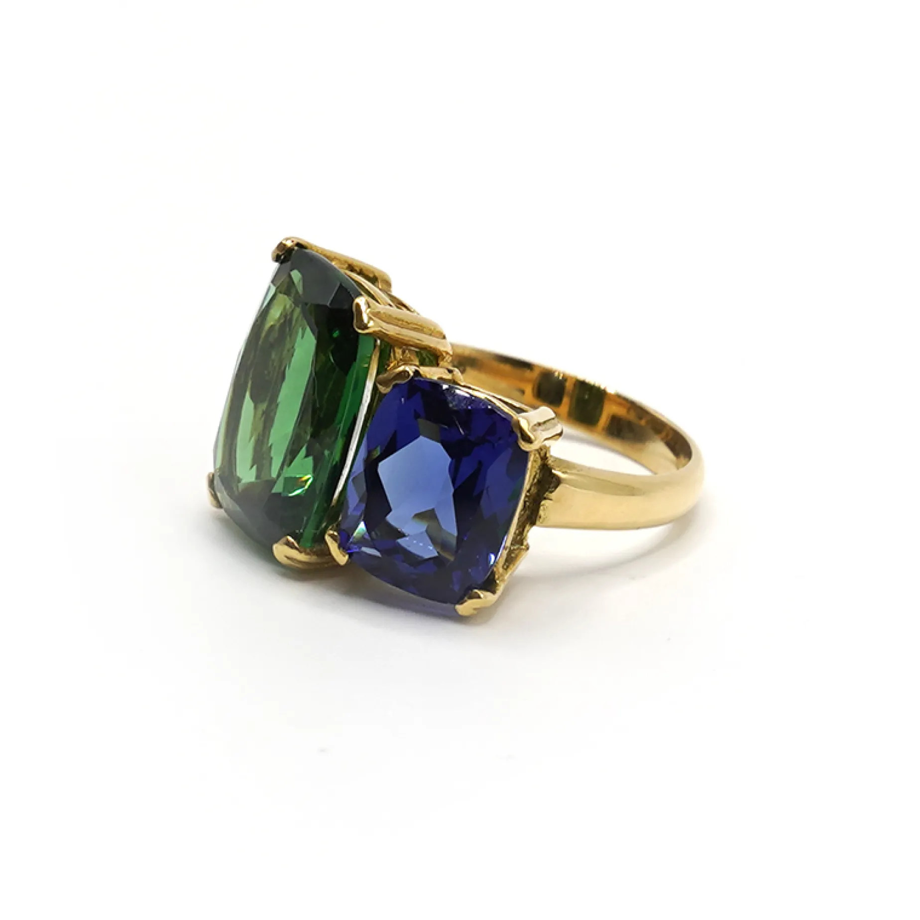 ANILLO ORO 18 KILATES CON CUARZOS HIDROTERMALES