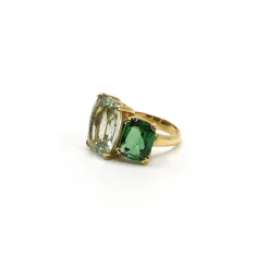 ANILLO ORO 18 KILATES CON CUARZOS HIDROTERMALES