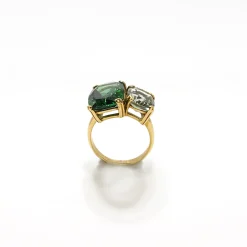 ANILLO ORO 18 KILATES CON CUARZOS HIDROTERMALES