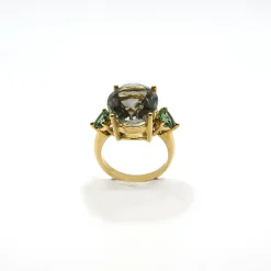 ANILLO ORO 18 KILATES CON CUARZOS HIDROTERMALES