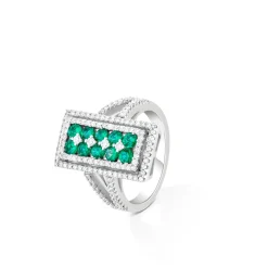 ANILLO ORO 18 KILATES CON DIAMANTES Y ESMERALDAS