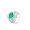 ANILLO ORO 18 KILATES CON DIAMANTES Y ESMERALDA
