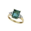 ANILLO ORO 18 KILATES CON DIAMANTES Y CUARZO VERDE
