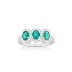 ANILLO ORO 18 KILATES CON DIAMANTES Y ESMERALDAS