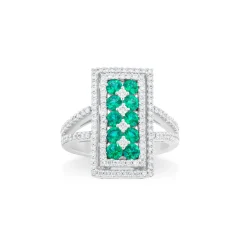ANILLO ORO 18 KILATES CON DIAMANTES Y ESMERALDAS