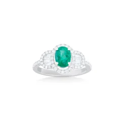 ANILLO ORO 18 KILATES CON DIAMANTES Y ESMERALDA