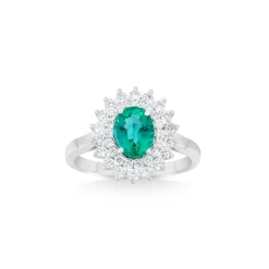 ANILLO ORO 18 KILATES CON DIAMANTES Y ESMERALDA
