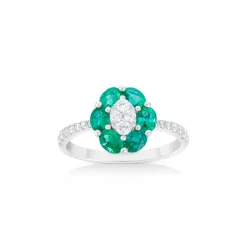 ANILLO ORO 18 KILATES CON DIAMANTES Y ESMERALDAS