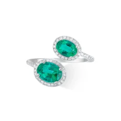 ANILLO ORO 18 KILATES CON DIAMANTES Y ESMERALDAS
