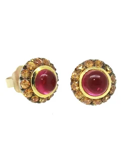 PENDIENTES ORO 18 KILATES CON RUBELITA Y ZAFIROS