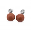 PENDIENTES ORO 18 KILATES CON DIAMANTES Y CORAL