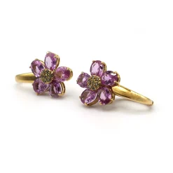 PENDIENTES ORO 18 KILATES CON DIAMANTES Y ZAFIROS