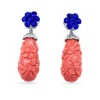 PENDIENTES ORO 18 KILATES CON DIAMANTES, CORAL Y ZAFIROS