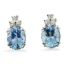 PENDIENTES ORO 18 KILATES CON DIAMANTES Y AGUAMARINAS