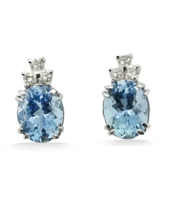PENDIENTES ORO 18 KILATES CON DIAMANTES Y AGUAMARINAS
