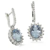 PENDIENTES ORO 18 KILATES CON DIAMANTES Y AGUAMARINAS