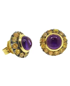 PENDIENTES ORO 18 KILATES CON AMATISTAS Y ZAFIROS