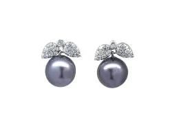 PENDIENTES ORO 18 KILATES CON DIAMANTES Y PERLAS TAHITI