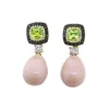 PENDIENTES ORO 18 KILATES CON DIAMANTES Y CORAL