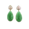 PENDIENTES ORO 18 KILATES CON CORAL Y CUARZOS