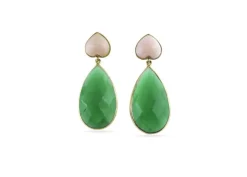 PENDIENTES ORO 18 KILATES CON CORAL Y CUARZOS