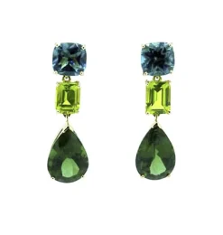 PENDIENTES ORO 18 KILATES CON CUARZOS