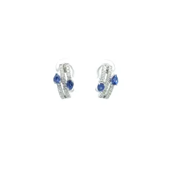 PENDIENTES ORO BLANCO 18 KILATES CON DIAMANTES Y ZAFIROS