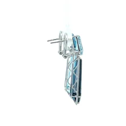 PENDIENTES ORO BLANCO 18 KILATES CON DIAMANTES Y TOPACIOS