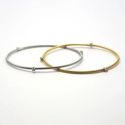 PULSERA DOBLE ORO 18 KILATES BICOLOR CON DIAMANTES