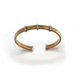 PULSERA ORO 18 KILATES BICOLOR CON DIAMANTES