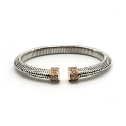 PULSERA ORO 18 KILATES BICOLOR CON DIAMANTES