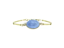 PULSERA ORO 18 KILATES CON DIAMANTES Y AGUAMARINA