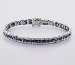 PULSERA ORO 18 KILATES CON DIAMANTES Y ZAFIROS